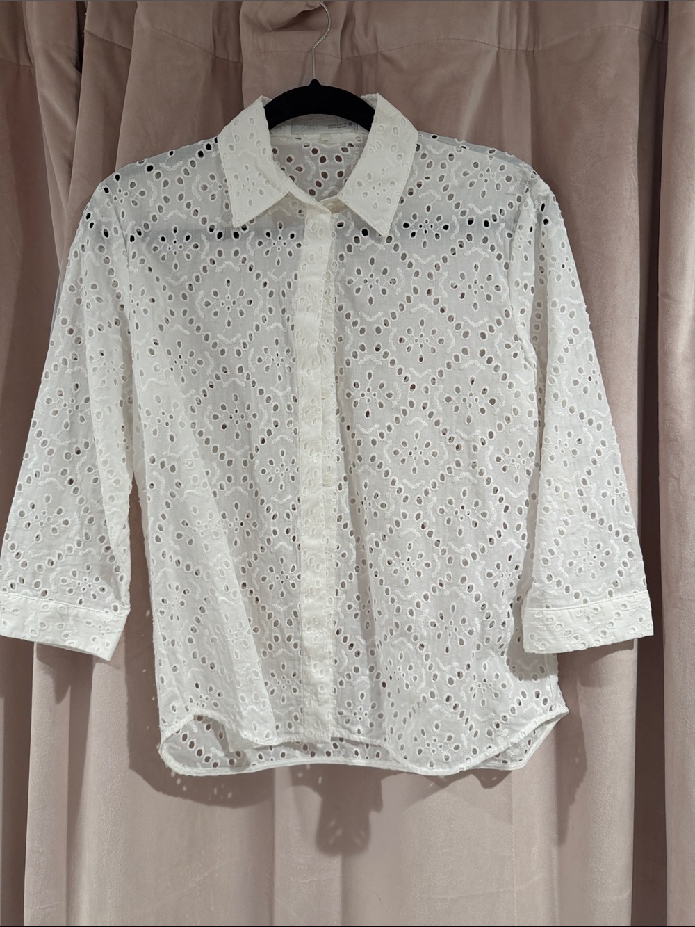 Zara Women’s Eyelet Button-Down Shirt - White